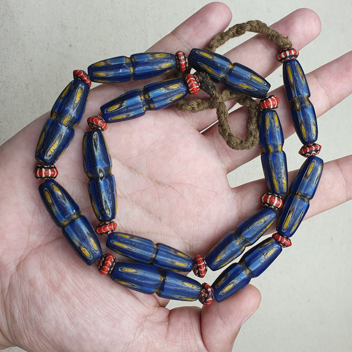 Vintage Venetian Style Gabri eyes Glass & Chevron Beads Strands