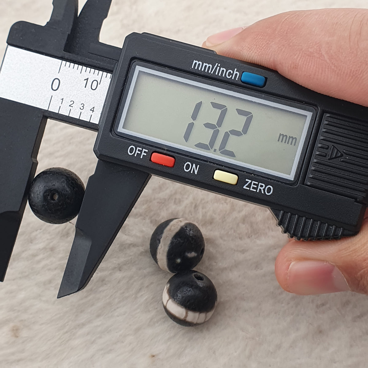 Lot de 3 amulettes Dzi en agate Suliemani à 1 ligne, tibétaines de l'Himalaya, vintage