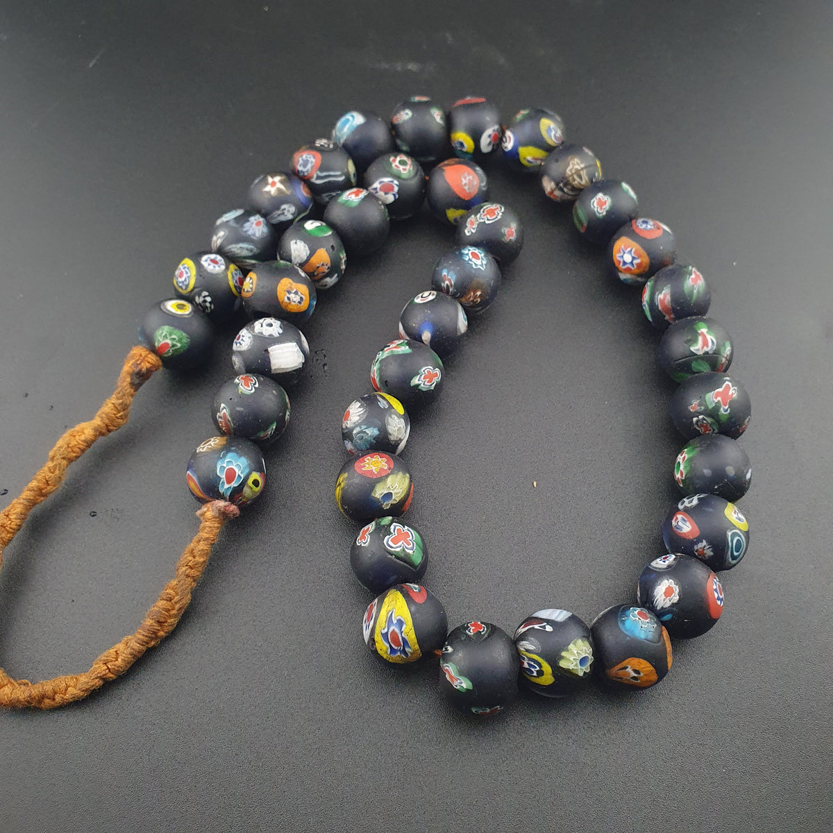 Vintage Venetian Style Millefiori Face Glass Beads Strands Necklace 16-17mm 20 inches