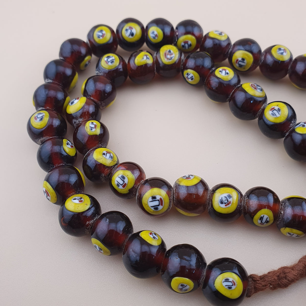 Collier de perles de verre vintage style vénitien africain - 50 cm