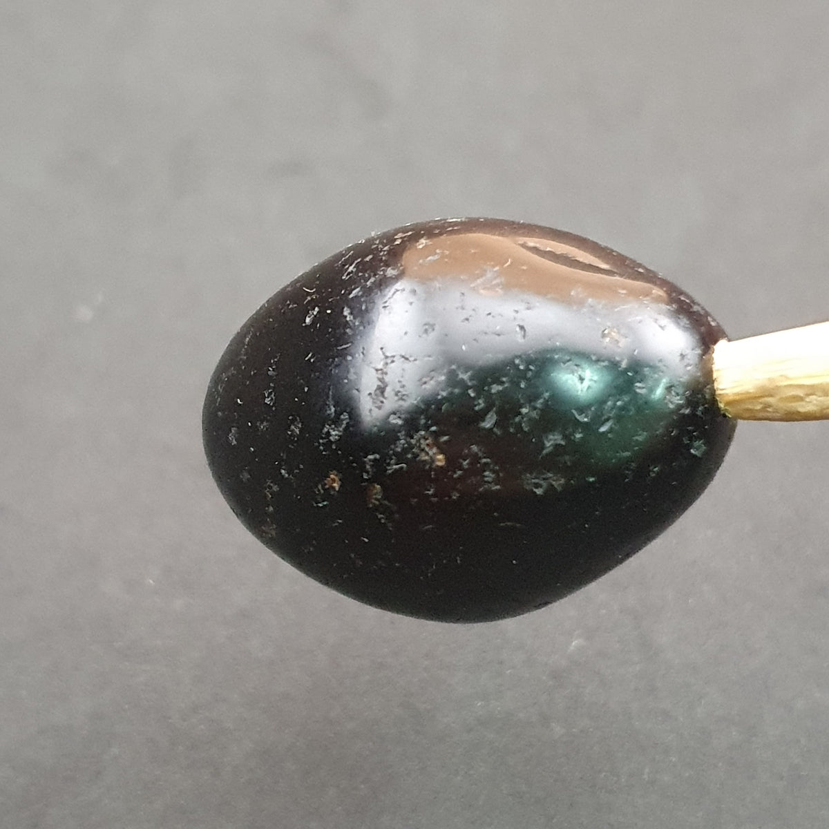 Rare Perle Amulette en Agate Naturelle de Suliemani Vintage