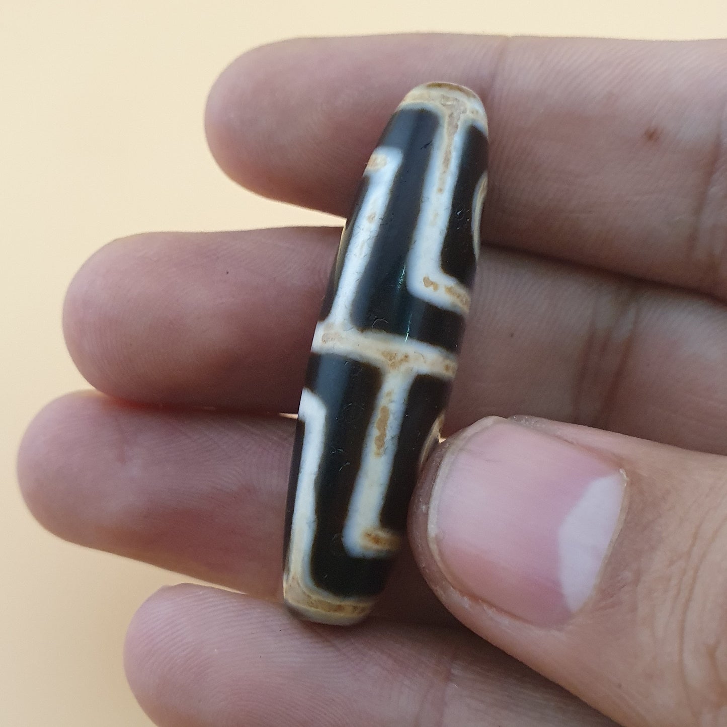 Vintage 4 Augen Himalaya Tibet Achat Perlen Amulett