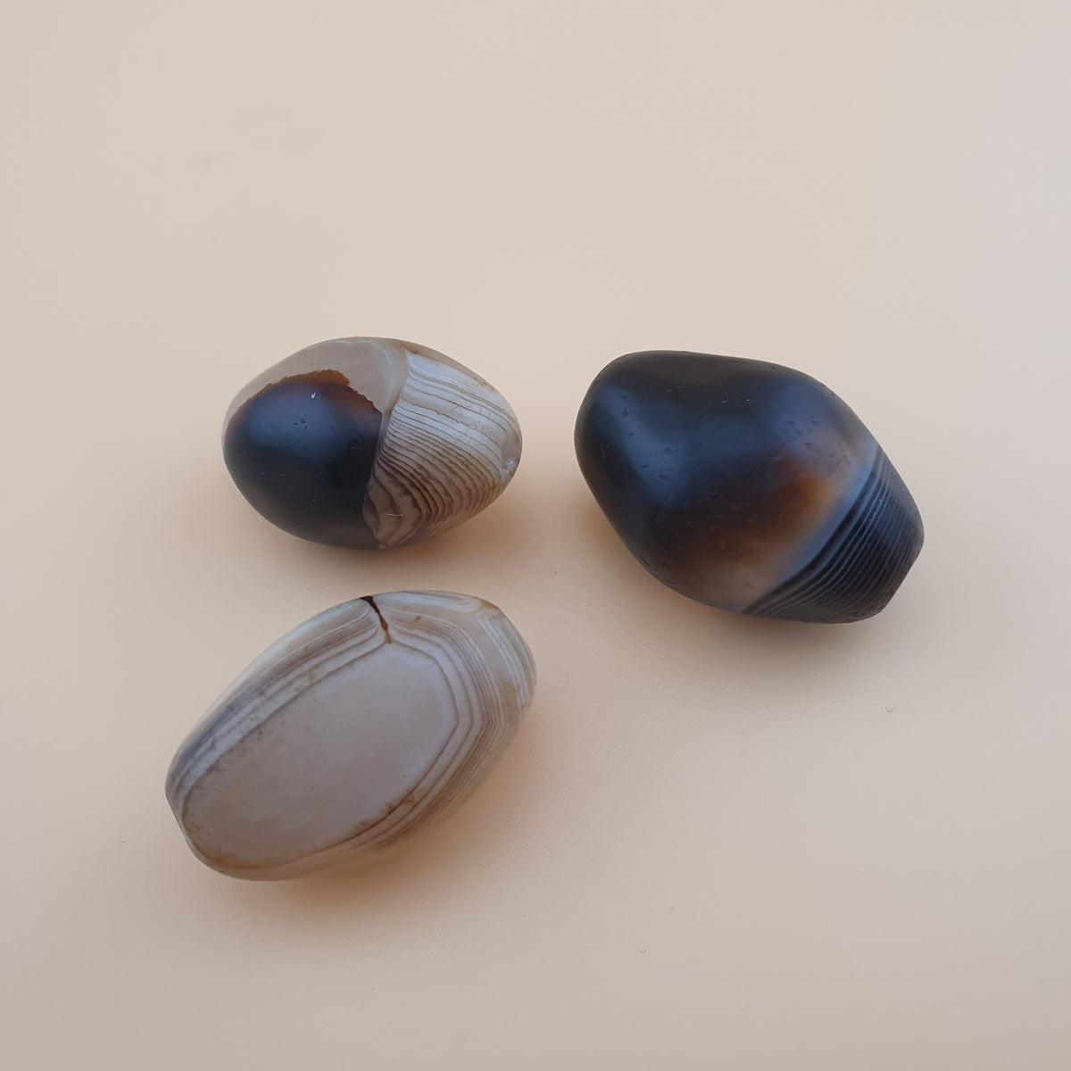 Lot of 3 Vintage Suliemani Eye Agate Beads Amulet