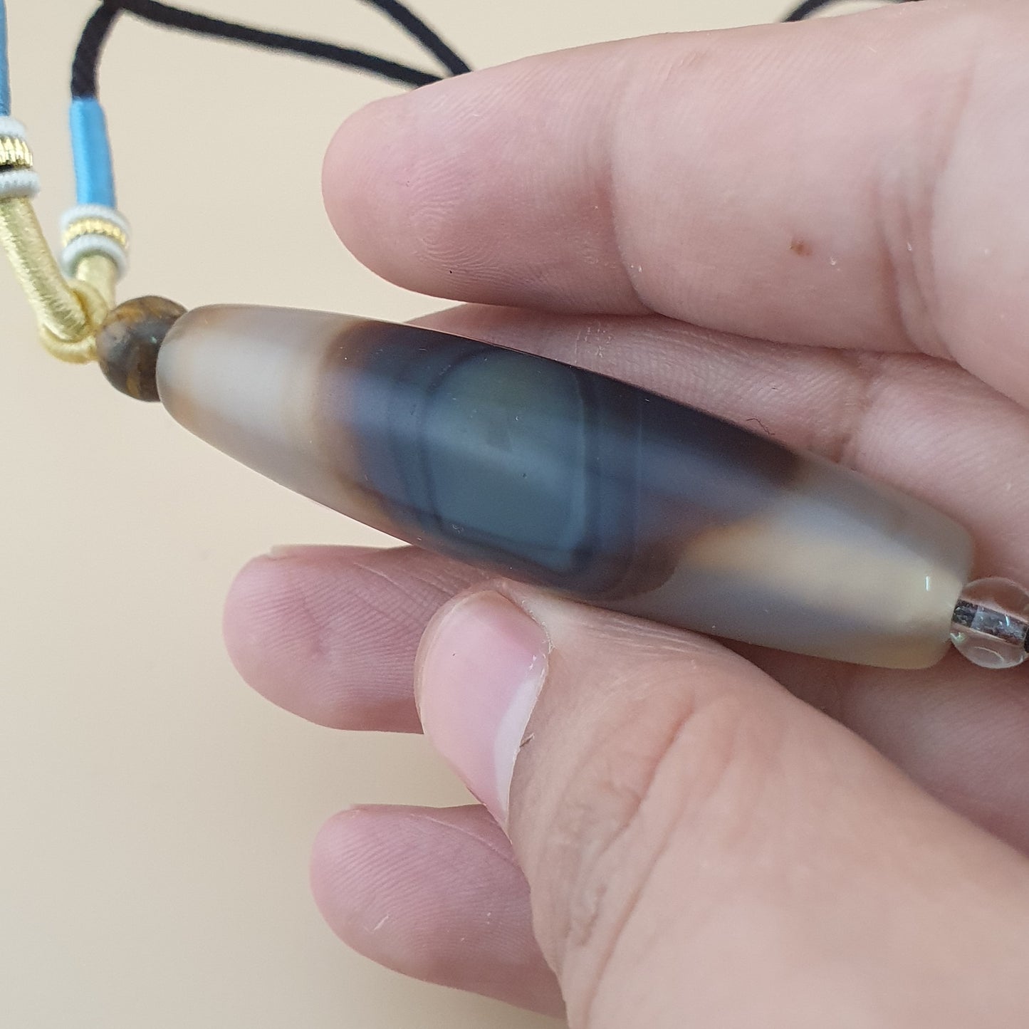 Vintage Natural Eyes Yemeni Suliemani Agate Bead Amulet