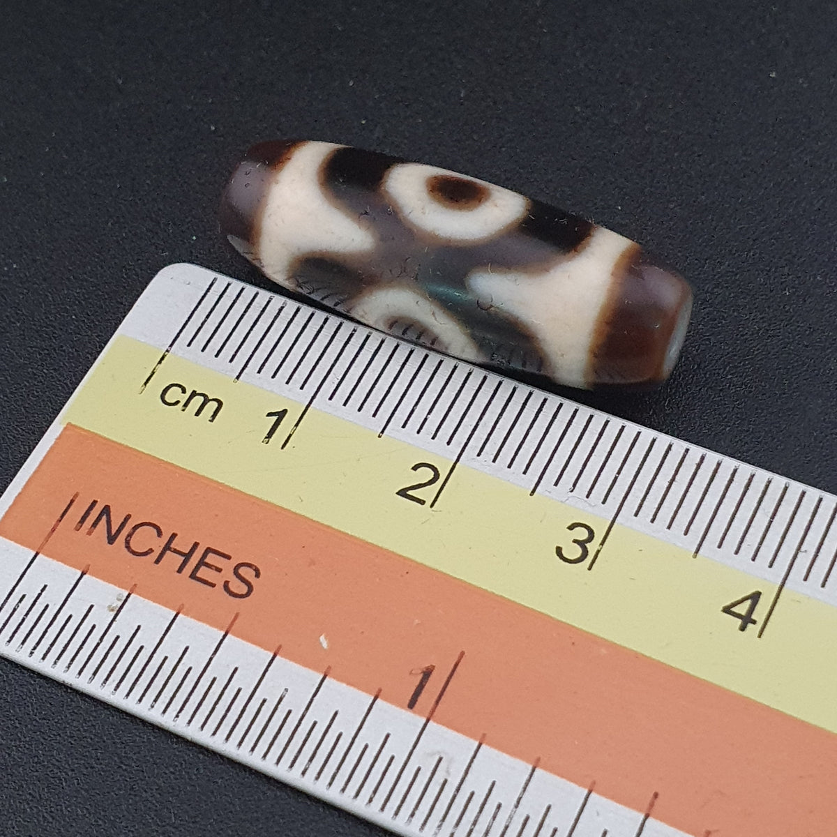 Perle Dzi tibétaine himalayenne en agate à 2 yeux, amulette ancienne, 29,6 mm