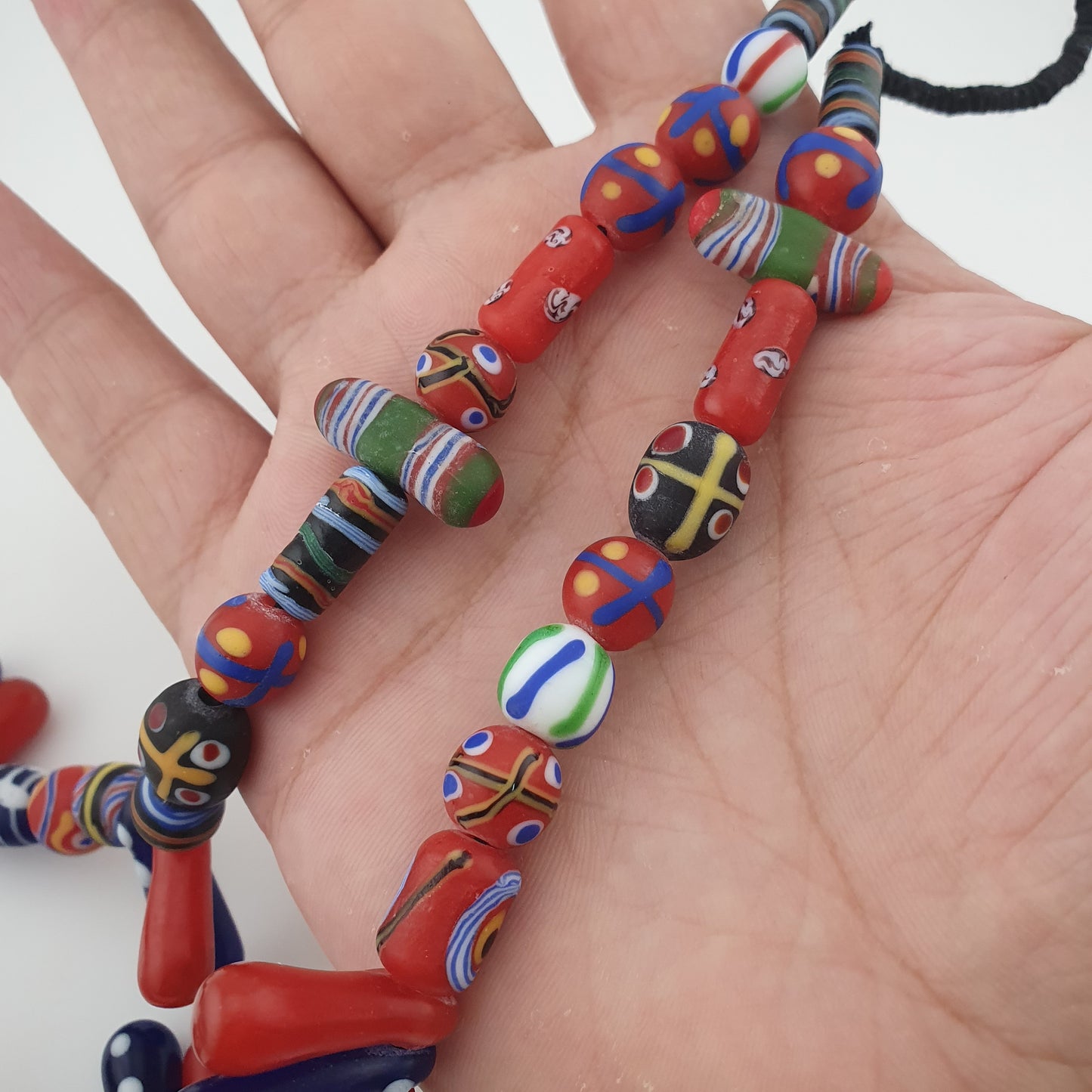 Antique Venetian Style Multicolor Glass Beads, Gabri & Floral Beads Necklace