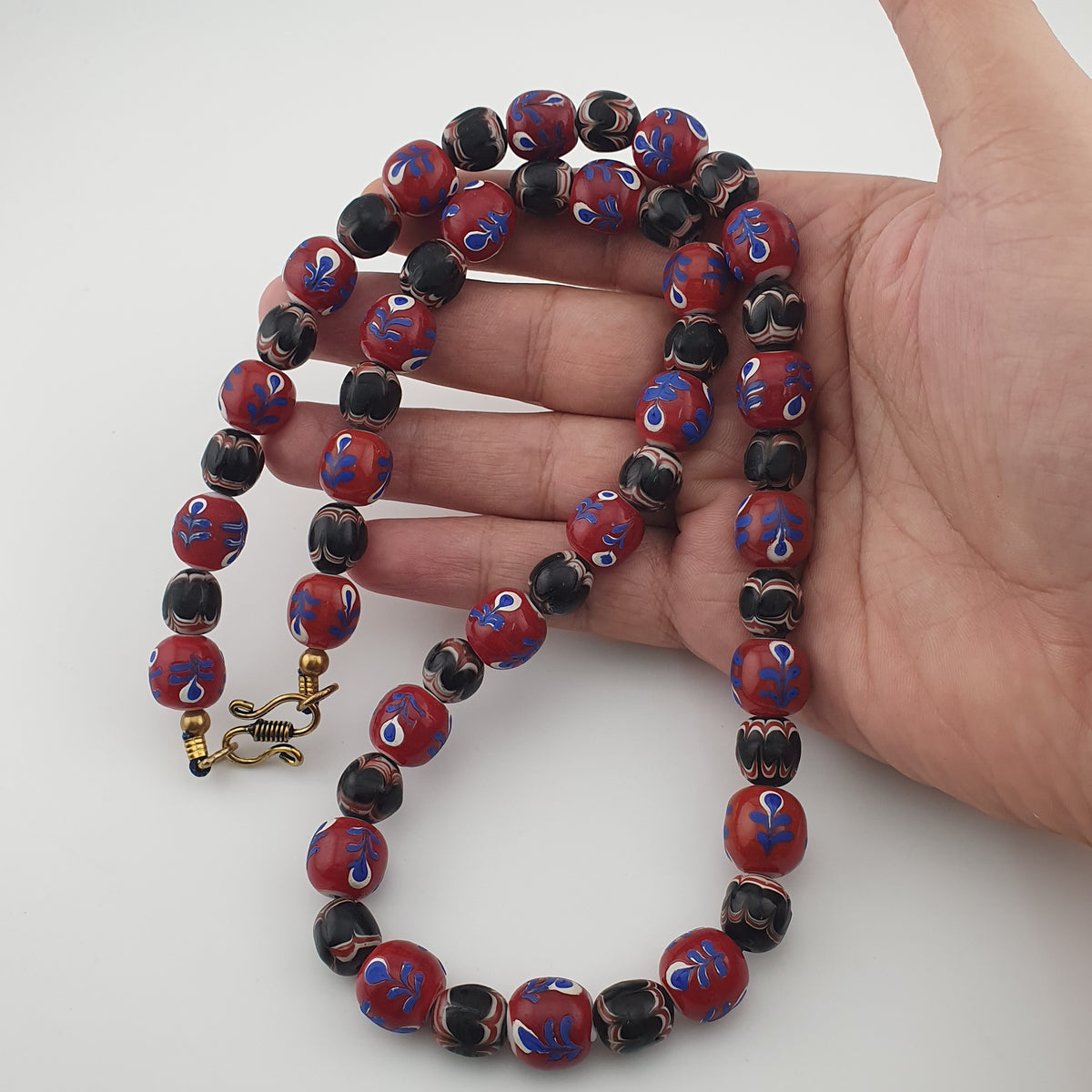 Antique Venetian Style Floral & Trade Glass Beads Necklace