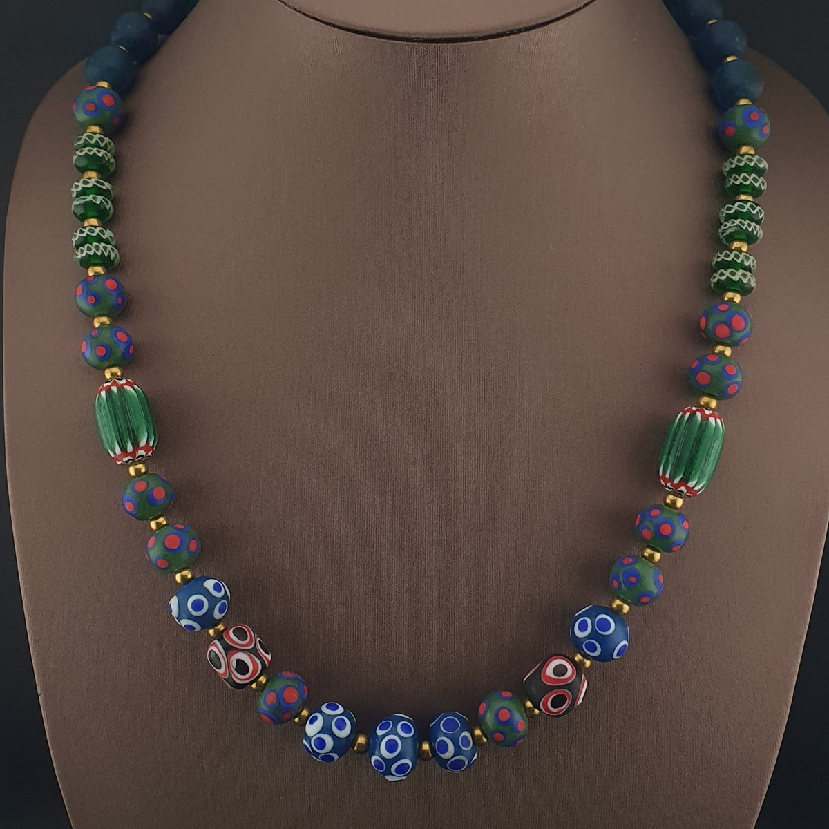 Vintage Venetian African Style Mix Glass Beads Necklace
