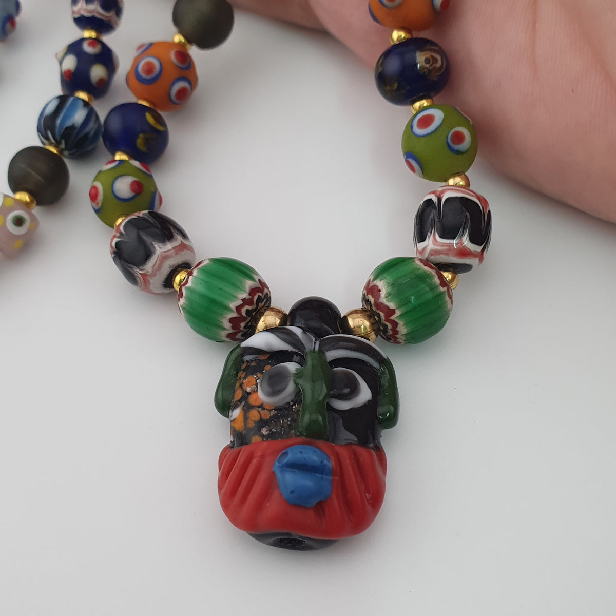 Antique Venetian Style MultiColor Mix Glass Beads Necklace