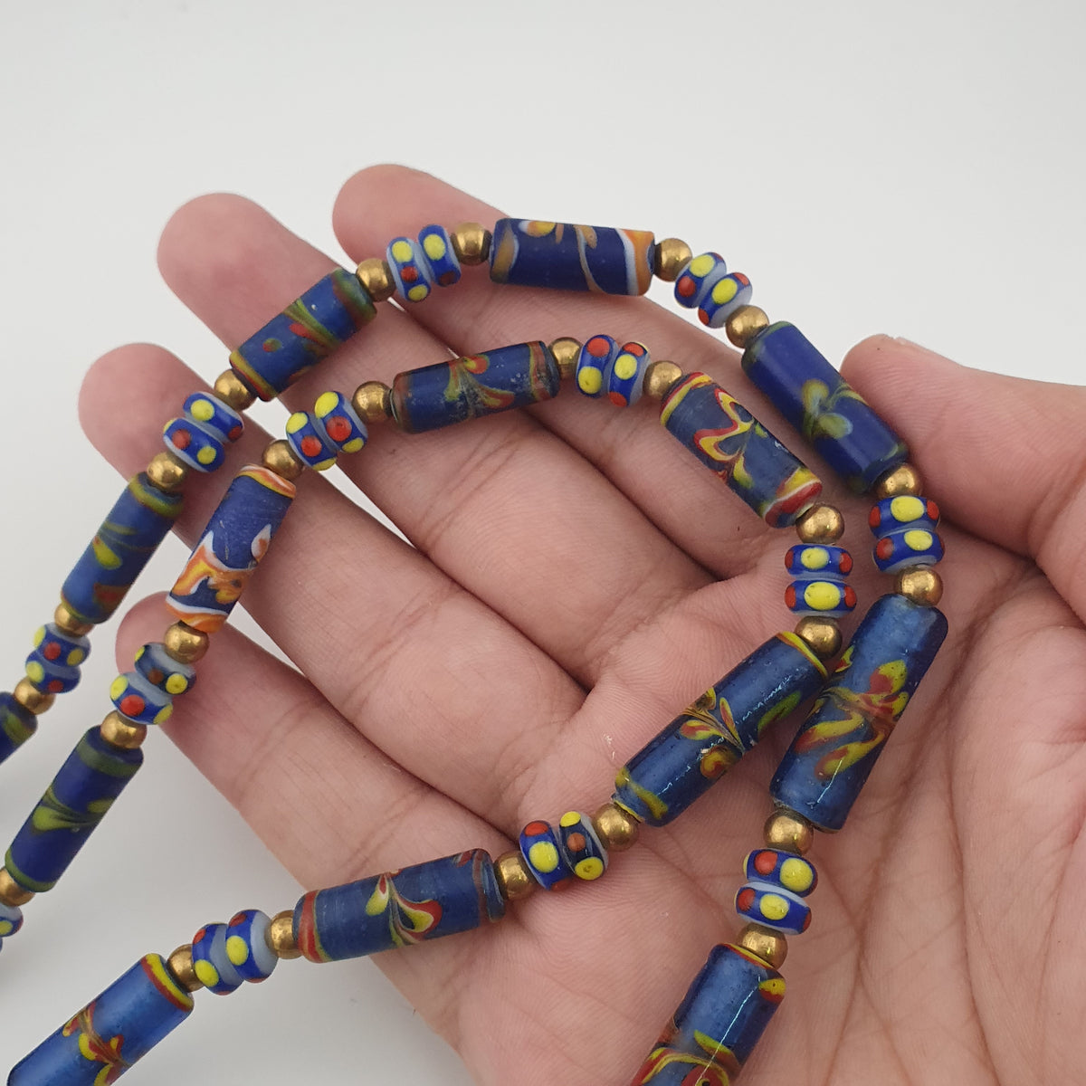Vintage Venetian Style Floral Glass Beads Necklace