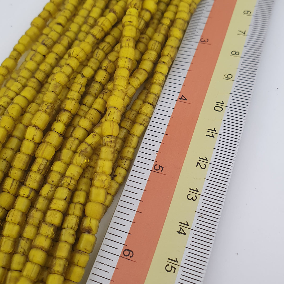 Antique Venetian Yellow Trade 3-5mm Beads Necklace Strands