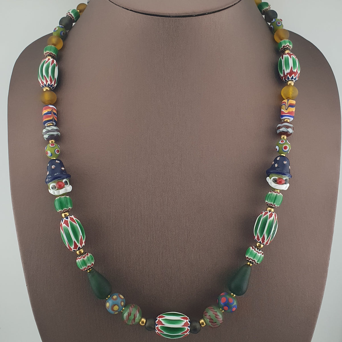 Vintage Venetian African Style Mix Glass Beads Necklace