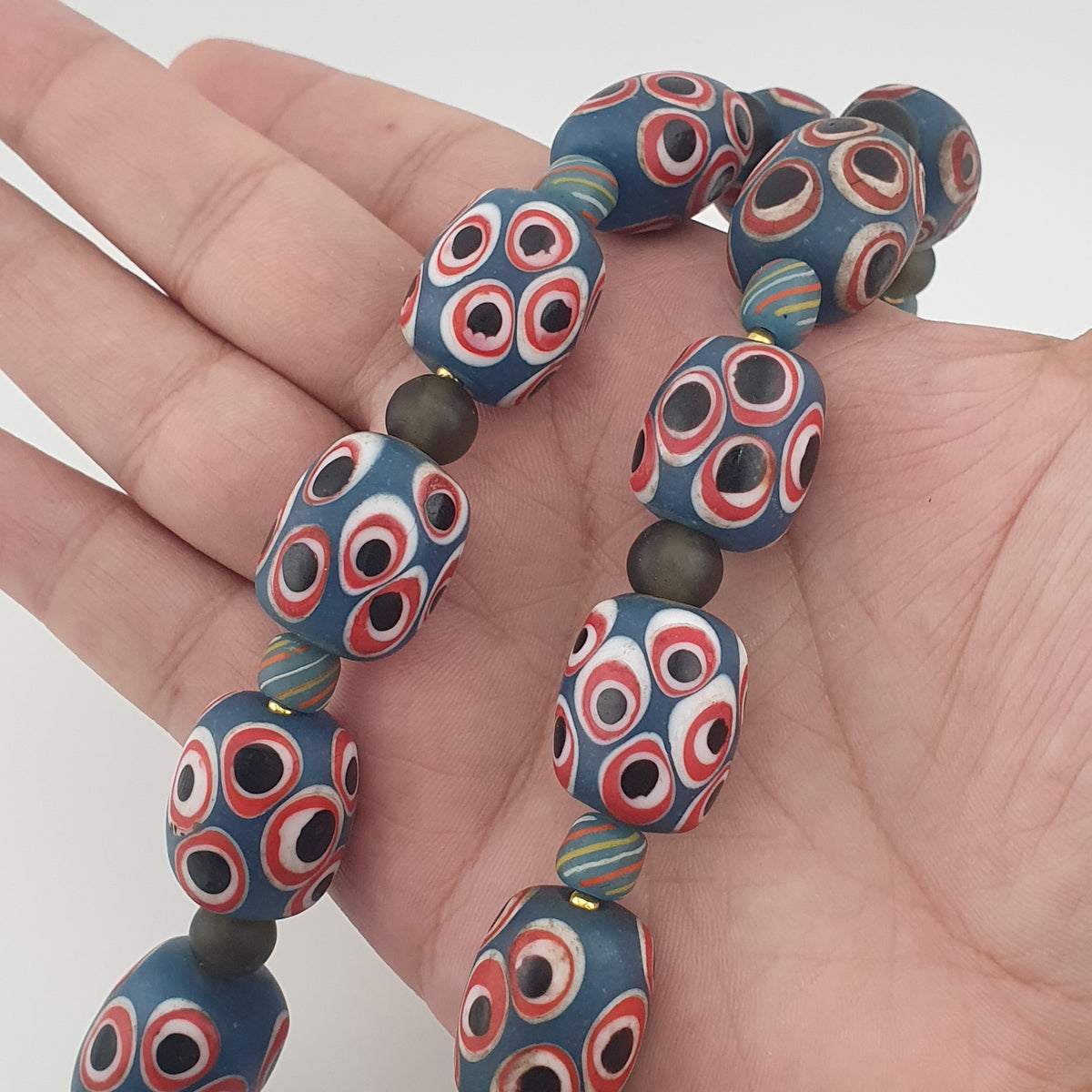 Antique Venetian Style Thousand Eye Glass Big Beads Necklace