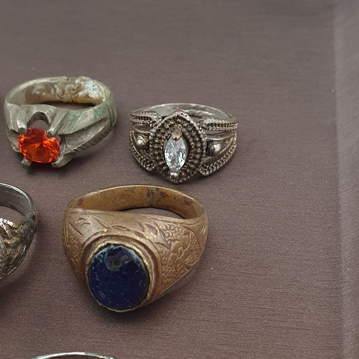 Antique Brass Ring Collection Lot of 15 Handmade Mixed Rings