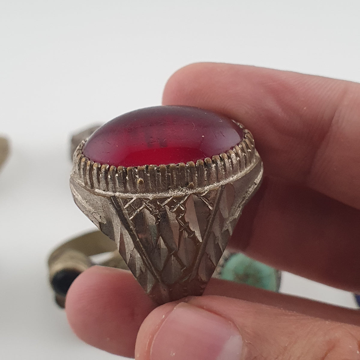 Antique Ring Collection Lot of 15 Mixed Brass & Stone,Glass Antique Style Rings