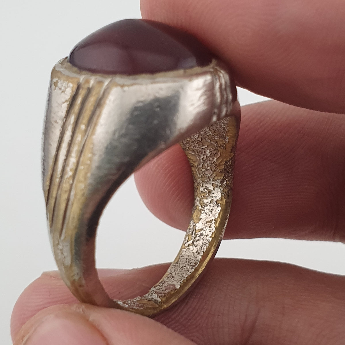 Antique Brass Eye Hidden Eye Agate Ring Handmade Natural Stone Statement Jewelry