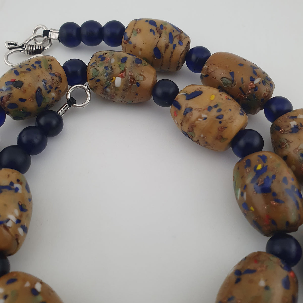 Vintage Venetian Style Aventurine & African Blue Glass Beads Necklace