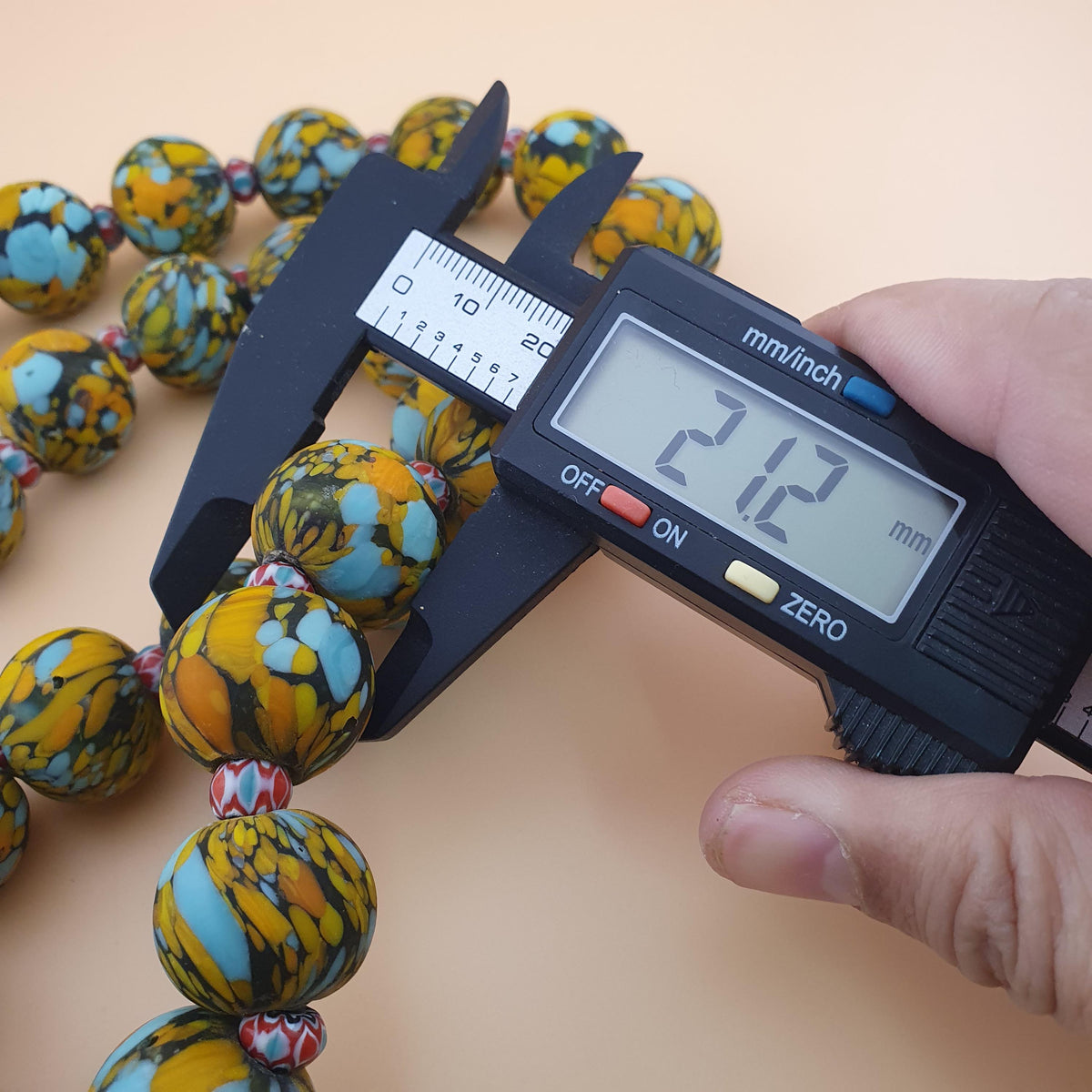 Vintage Venetian Millefiori Glass Bead Necklace - 24 inch