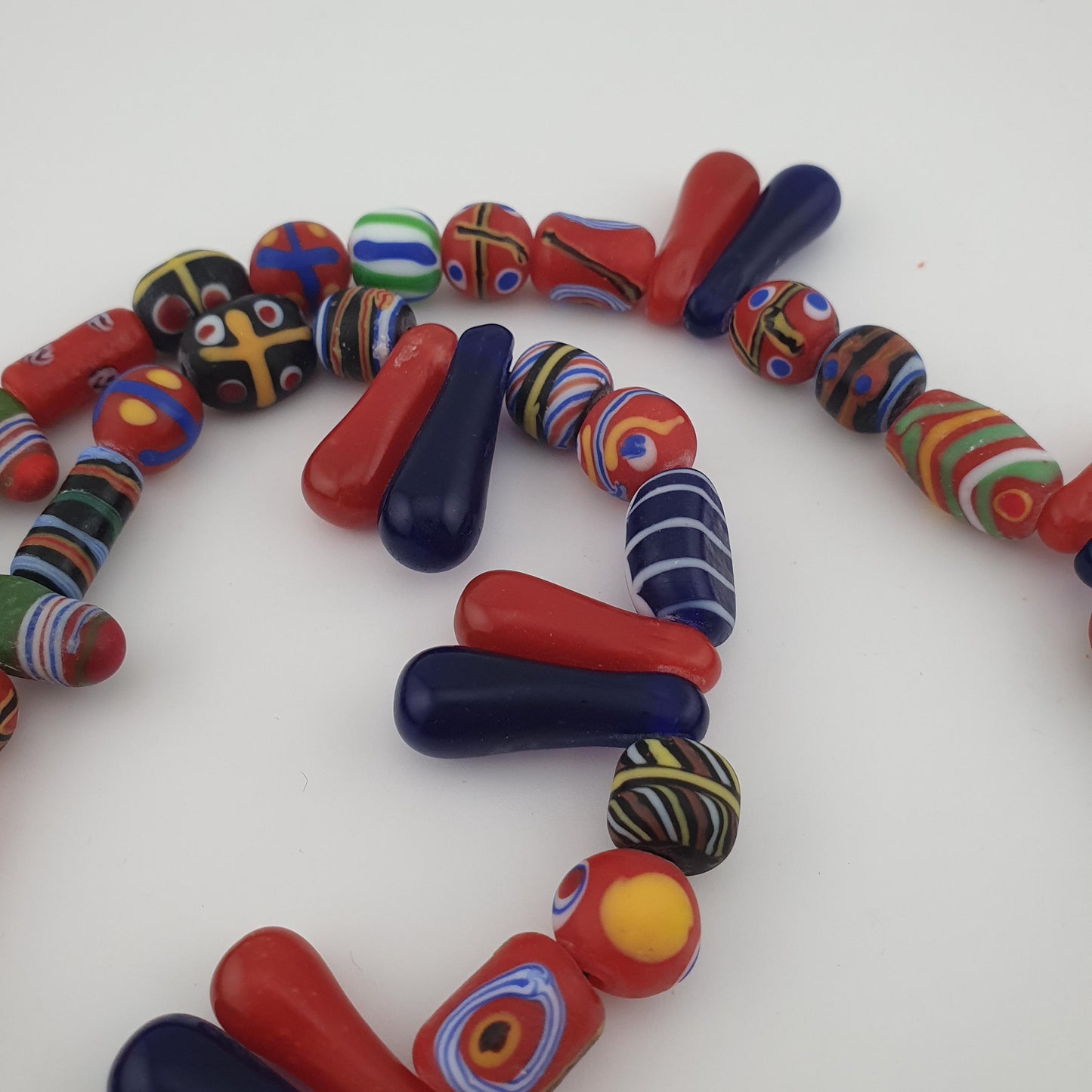 Antique Venetian Style Multicolor Glass Beads, Gabri & Floral Beads Necklace