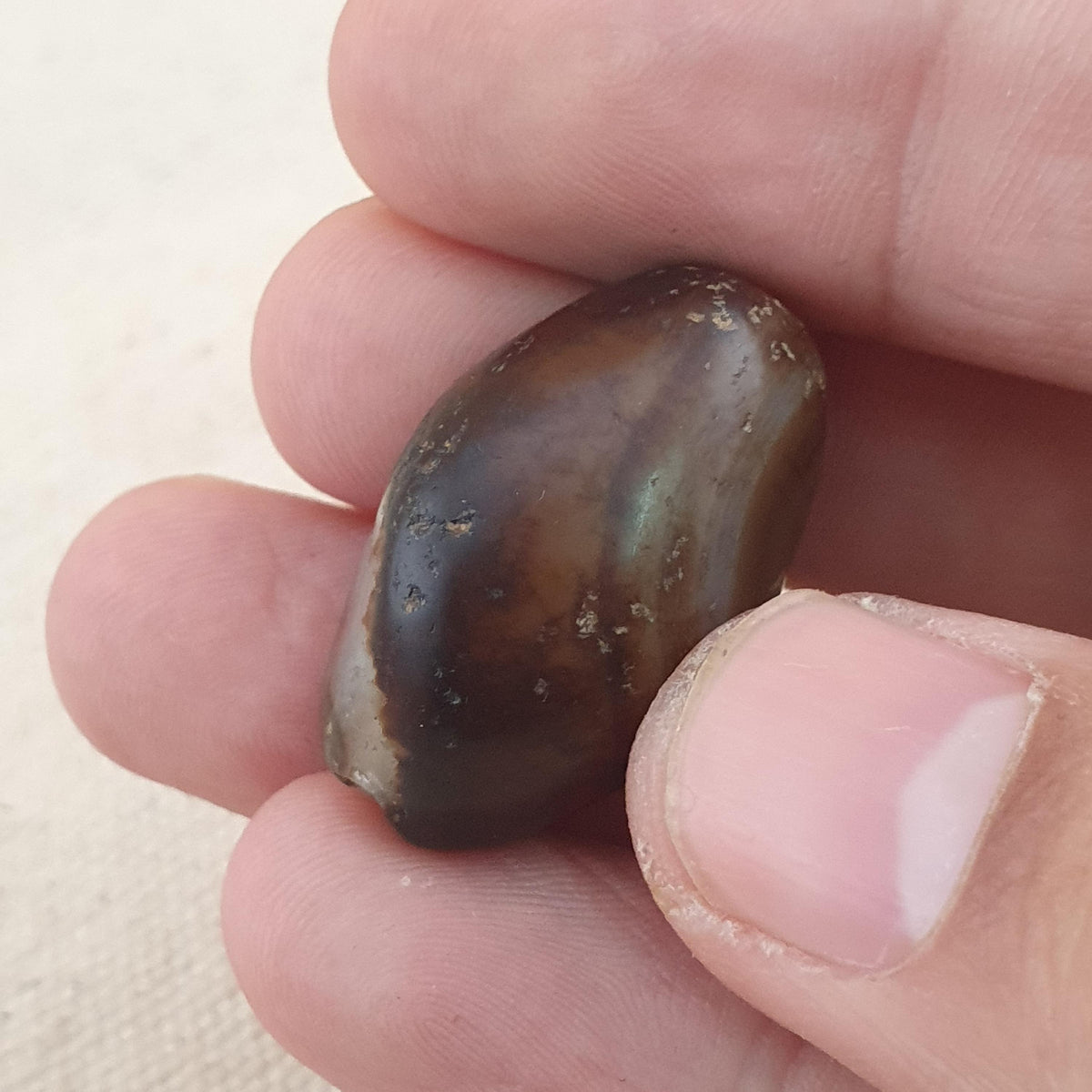 Amulette en perles d'agate Suliemani à yeux cristallisés de style antique vintage