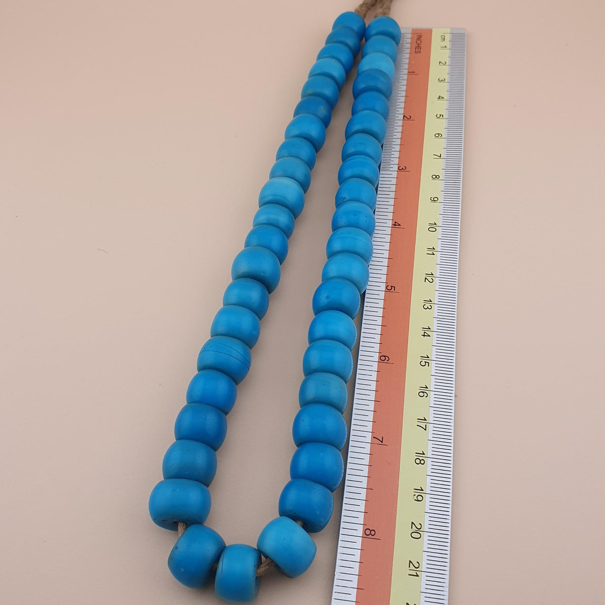 Antique Turqouise Blue African Style Glass Beads Strand 16 inches