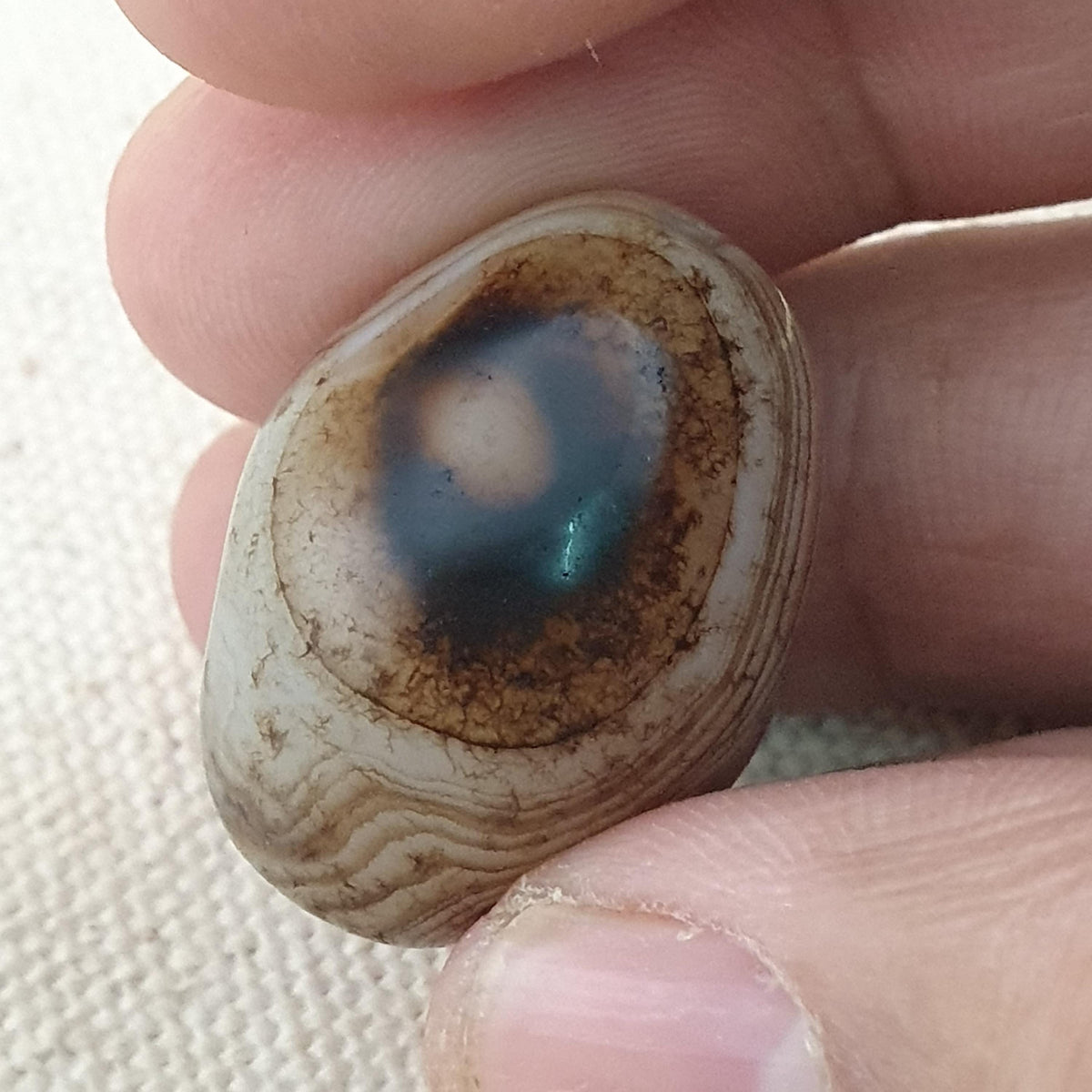 Vintage Suliemani Natürliche Augen-Achat-Perlen-Amulett