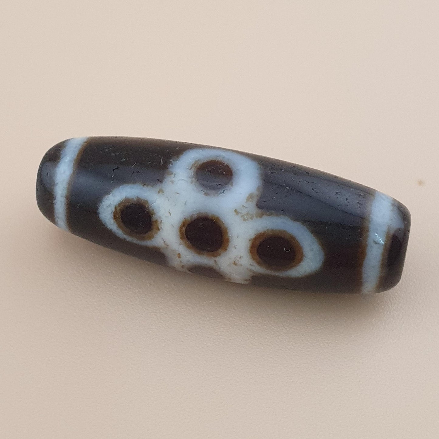 Antique Himalayan Flower Motif Energy Agate Dzi Talisman