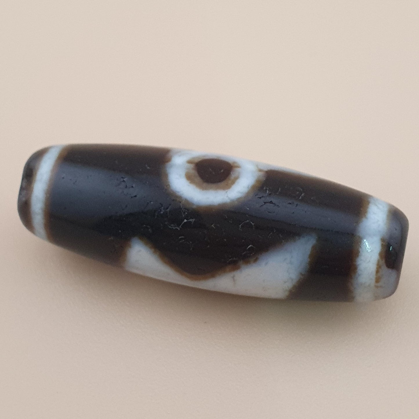 Vintage Himalayan Spiritual Flower Motif Energy Agate Dzi Talisman