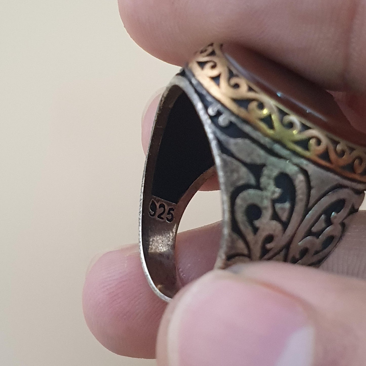 Vintage-inspirierter Achat- & Silberring Elegantes handgefertigtes Design