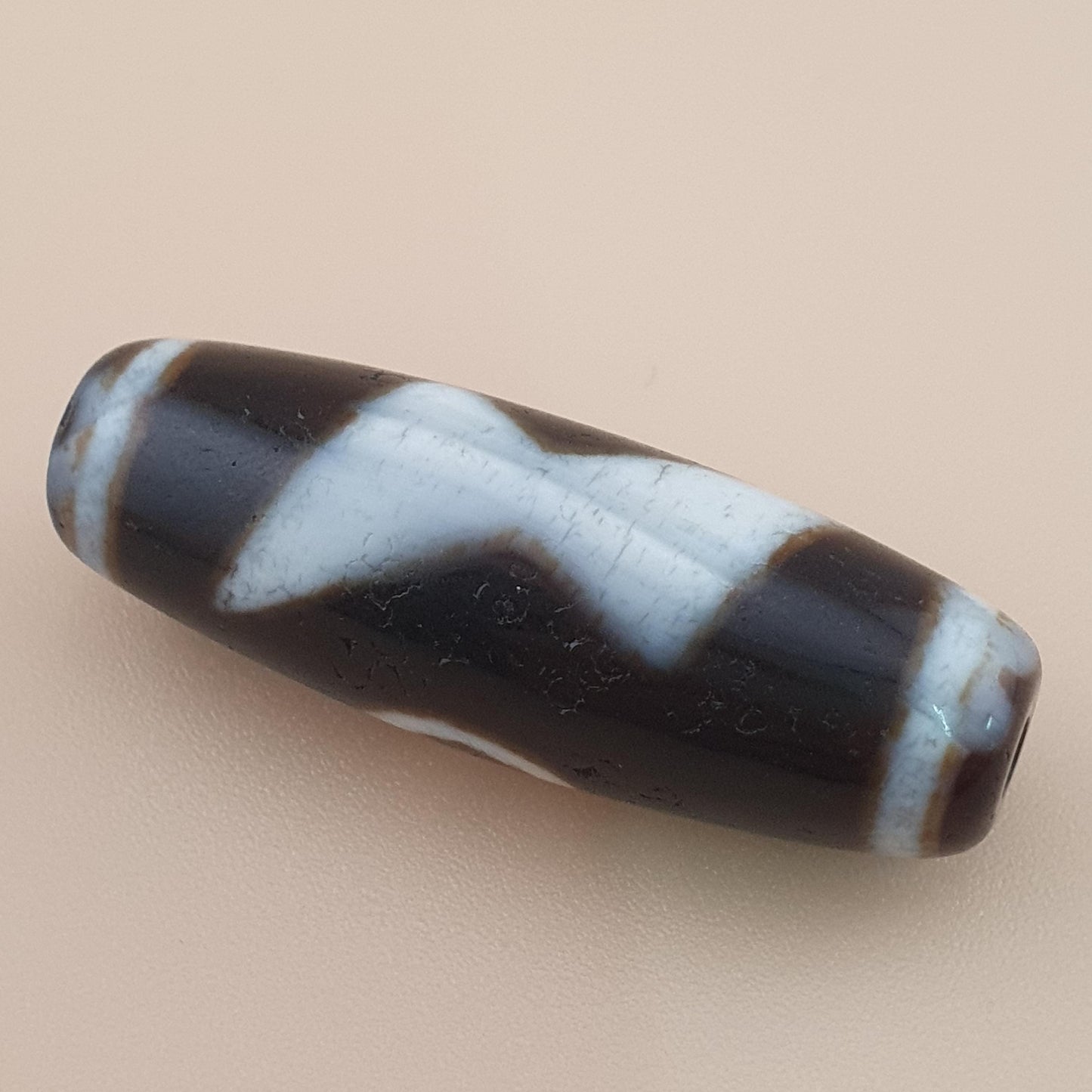Vintage Himalayan Spiritual Flower Motif Energy Agate Dzi Talisman