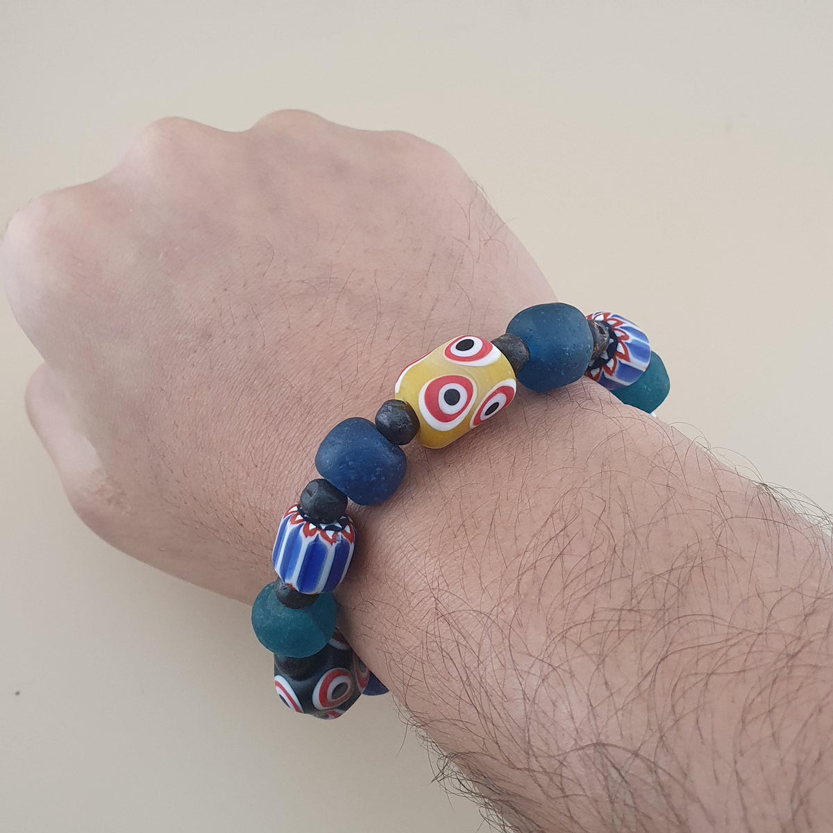 Armband im Vintage-Venezianischen Stil mit Chevron- & gemischten Glasperlen
