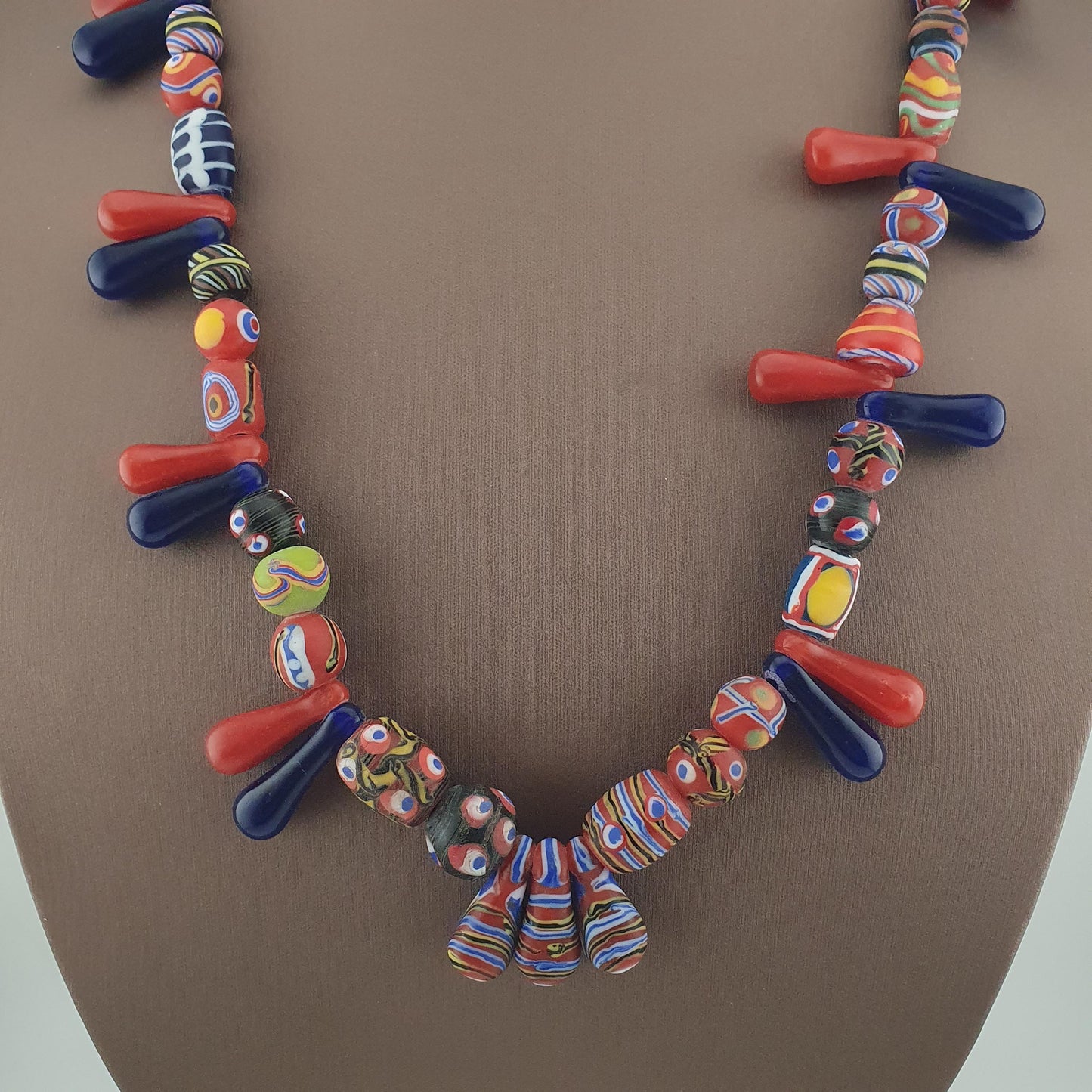 Antique Venetian Style Multicolor Glass Beads, Gabri & Floral Beads Necklace