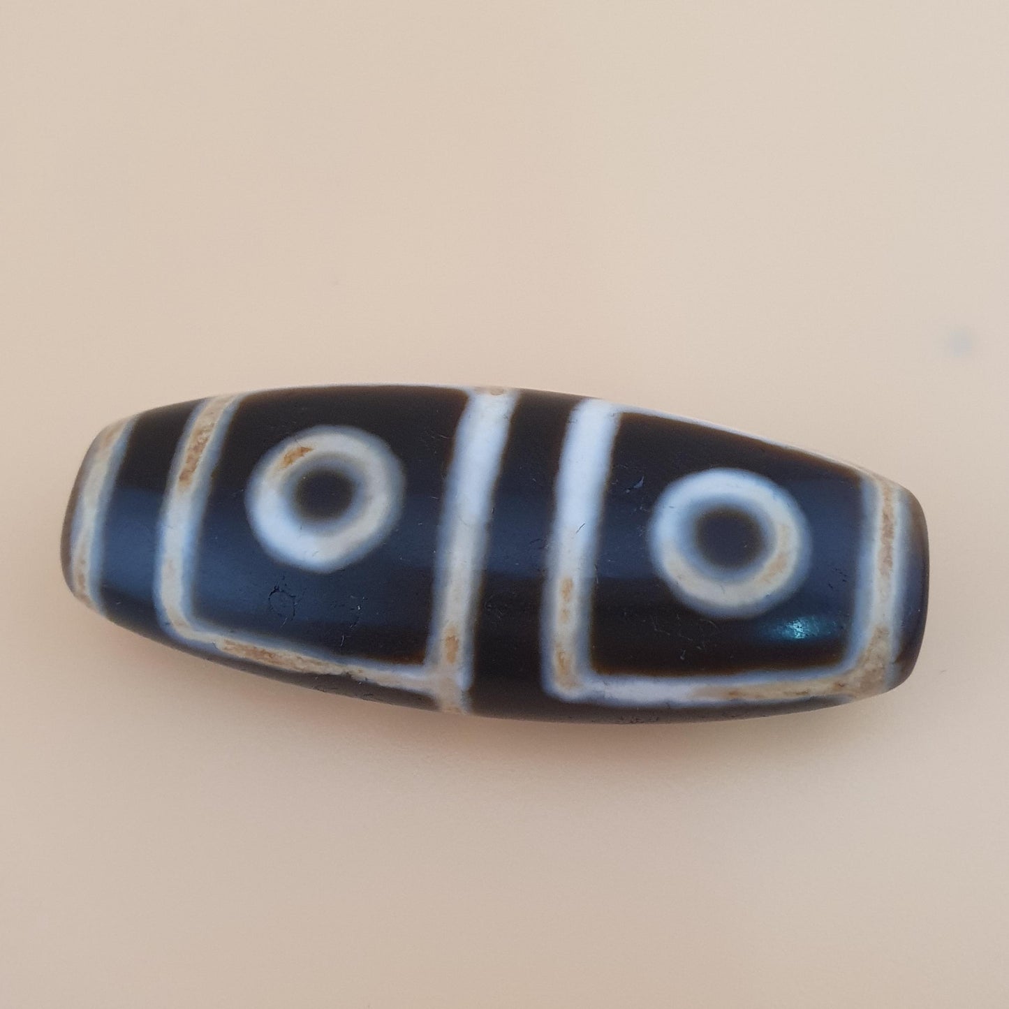 Vintage 4 Augen Himalaya Tibet Achat Perlen Amulett