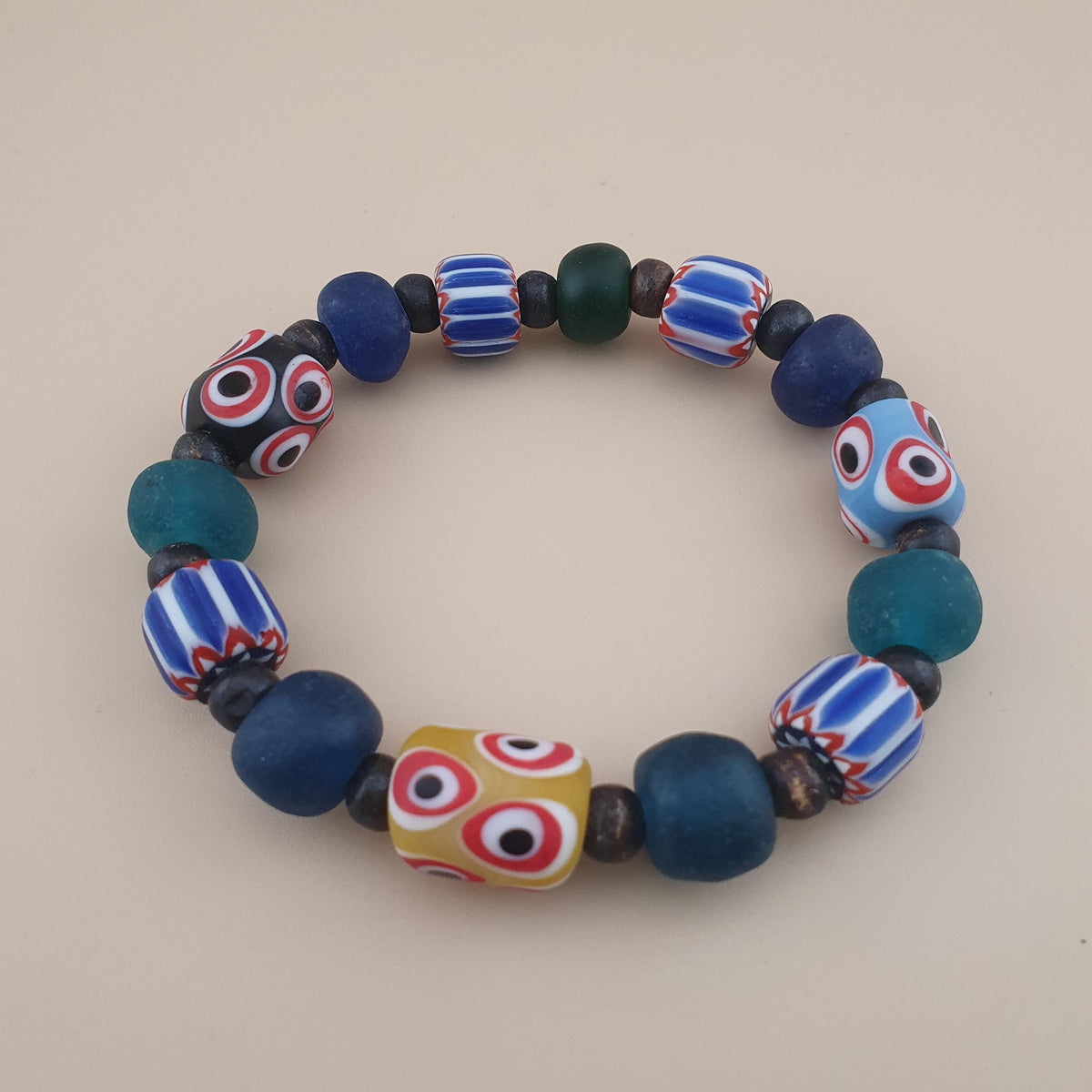 Armband im Vintage-Venezianischen Stil mit Chevron- & gemischten Glasperlen