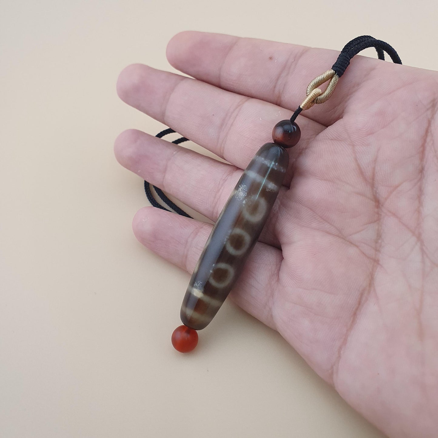 Vintage 5 Eyes Himalayan Tibetan Agate Dzi Bead Amulet