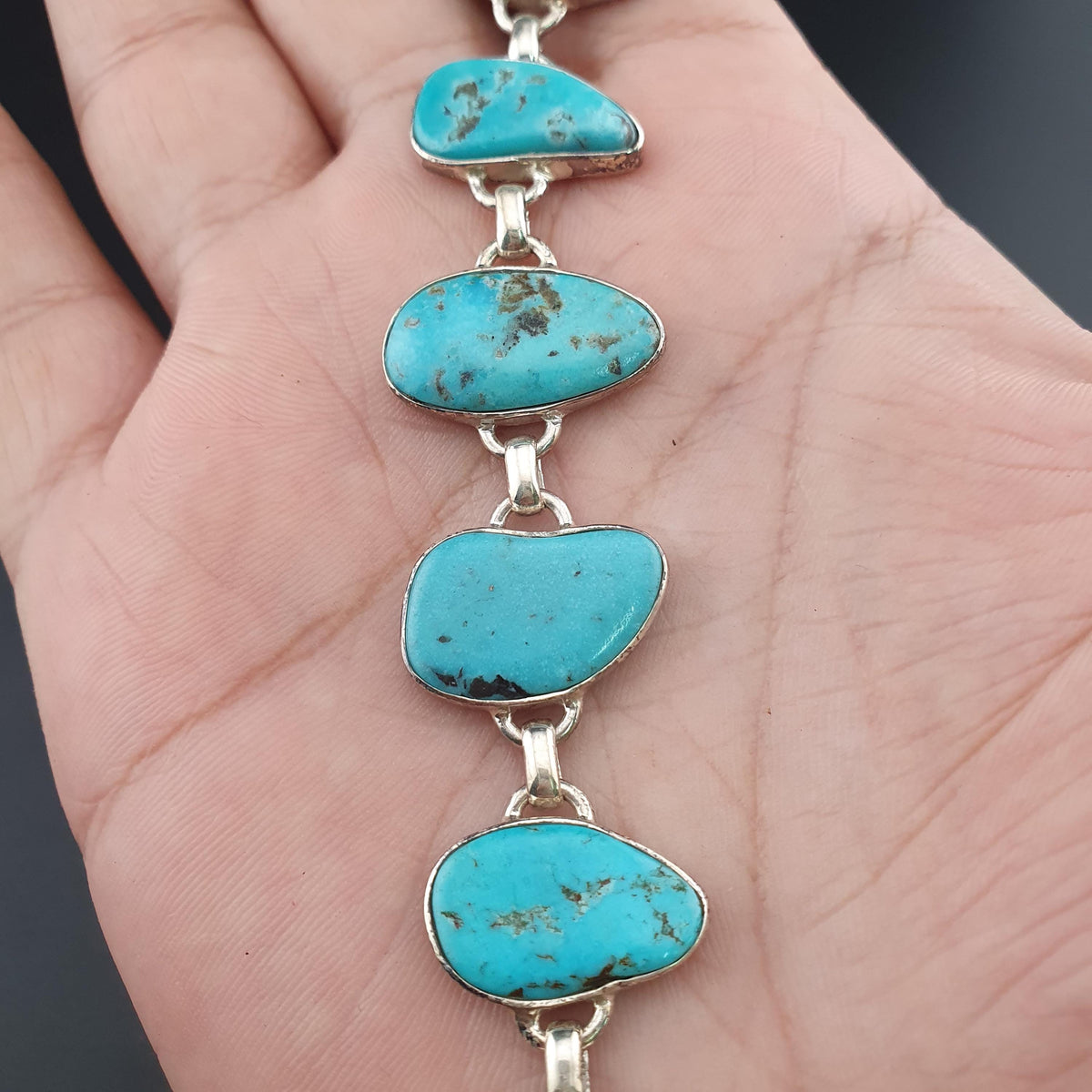Bracelet en argent sterling et turquoise d'Arizona : Bijoux bohèmes style sud-ouest