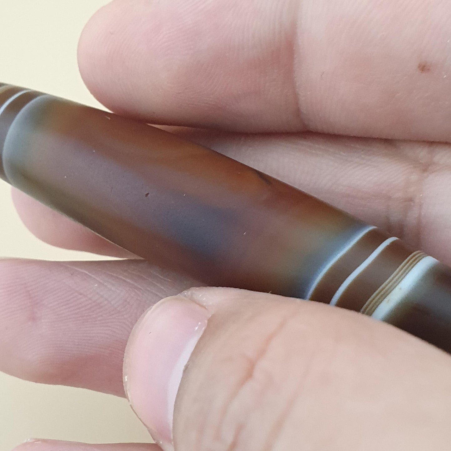 Vintage Yemeni Suliemani Natural Stripe Pattern Agate Bead