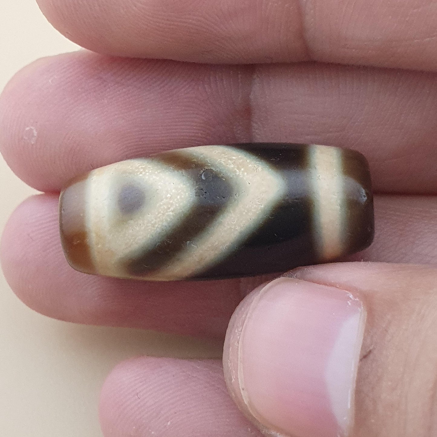 Rare Vintage 1 Eyes Himalayan Tibetan Agate Dzi Bead Unique Pattern Amulet