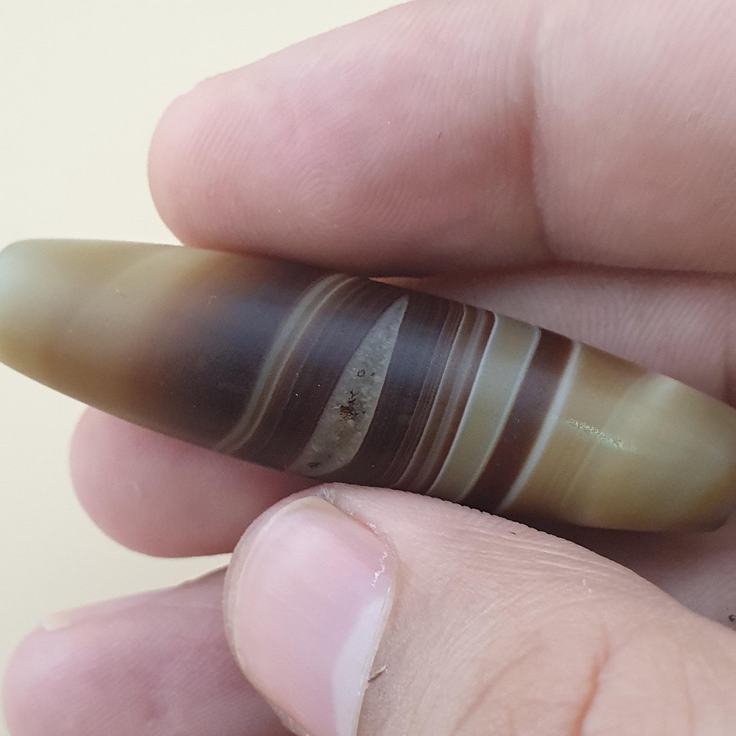 Vintage Middle Eastern Yemeni Suliemani Natural Eye Agate Bead Amulet