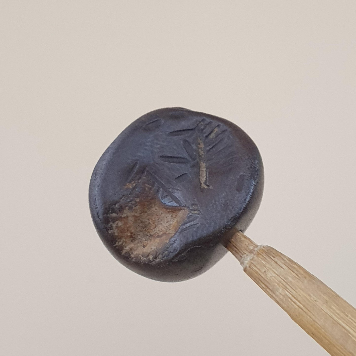 Antique Hematite Intaglio Carved Amulet Bead