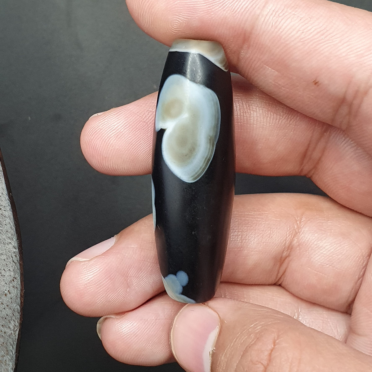 Amulette Perles d'Agate Suliemani à Motif Naturel Vintage