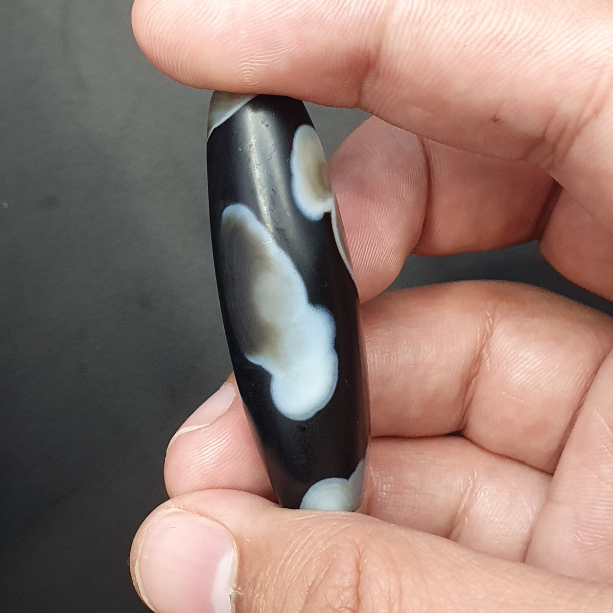 Amulette Perles d'Agate Suliemani à Motif Naturel Vintage