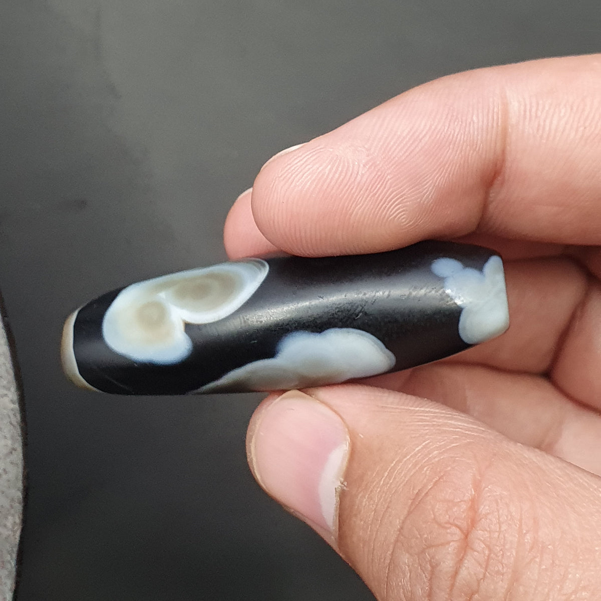 Amulette Perles d'Agate Suliemani à Motif Naturel Vintage