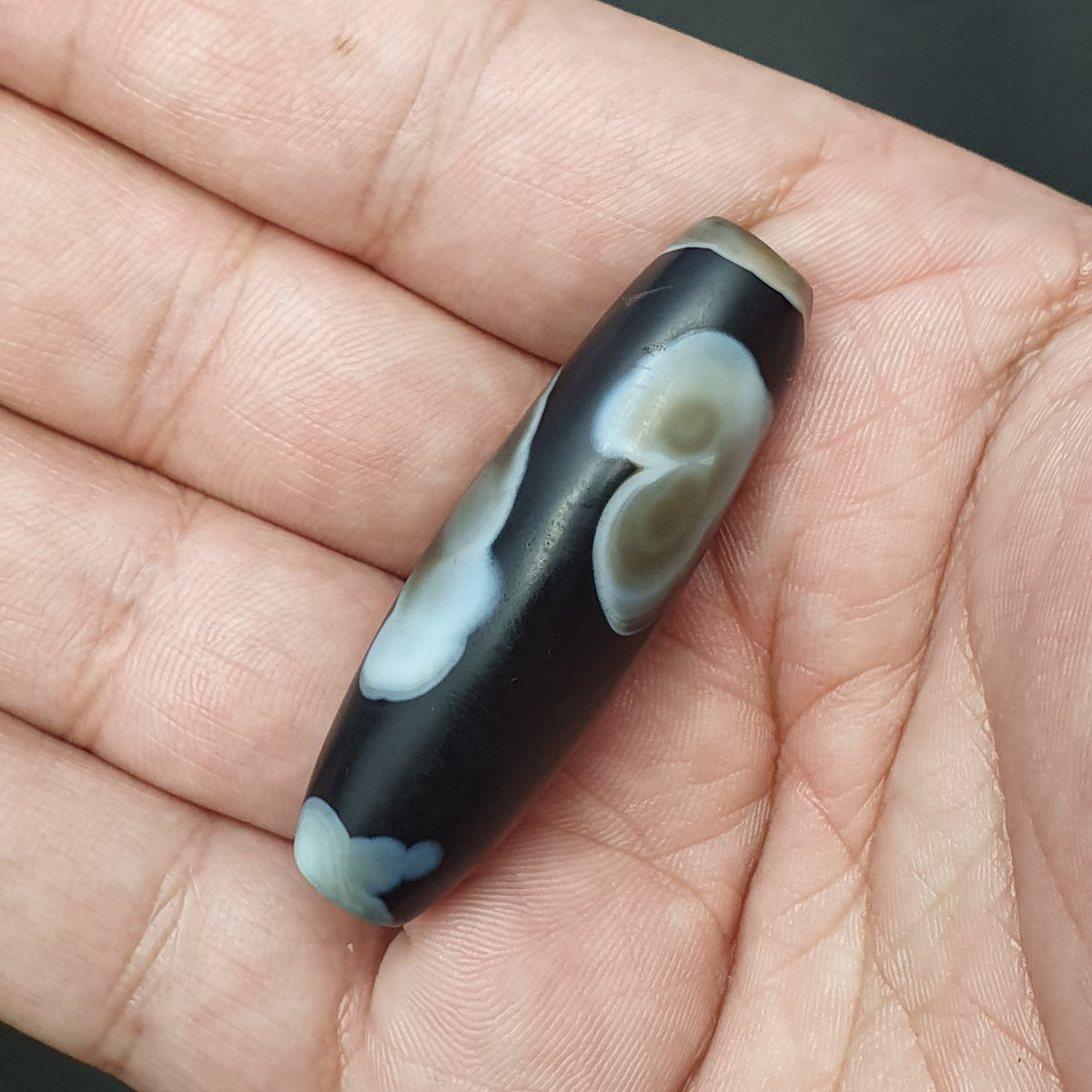 Amulette Perles d'Agate Suliemani à Motif Naturel Vintage