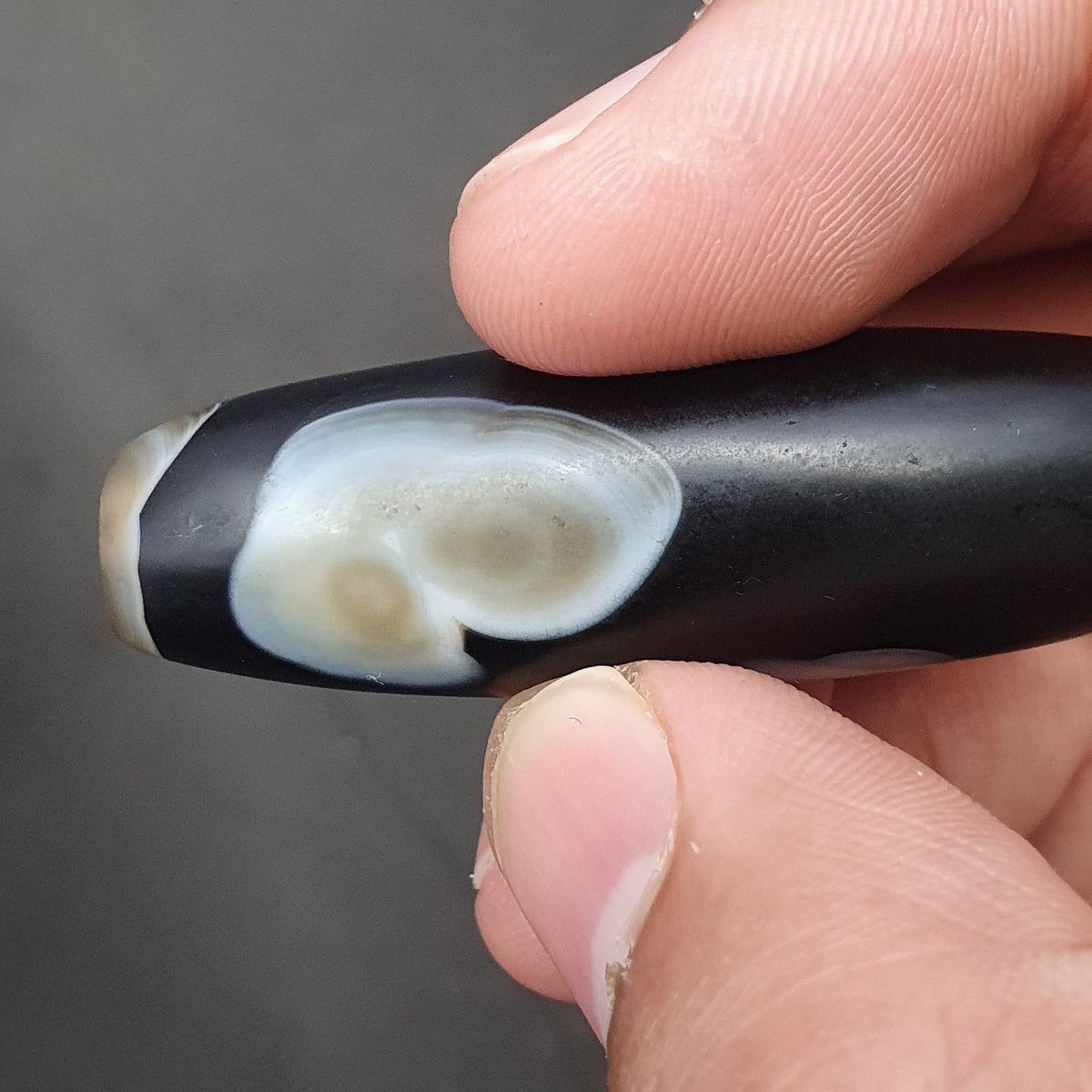 Amulette Perles d'Agate Suliemani à Motif Naturel Vintage