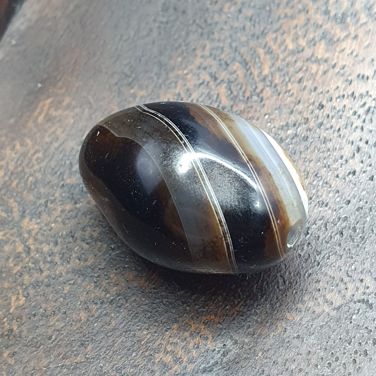 Perle d'agate œil de Souleïmani de l'Himalaya vintage