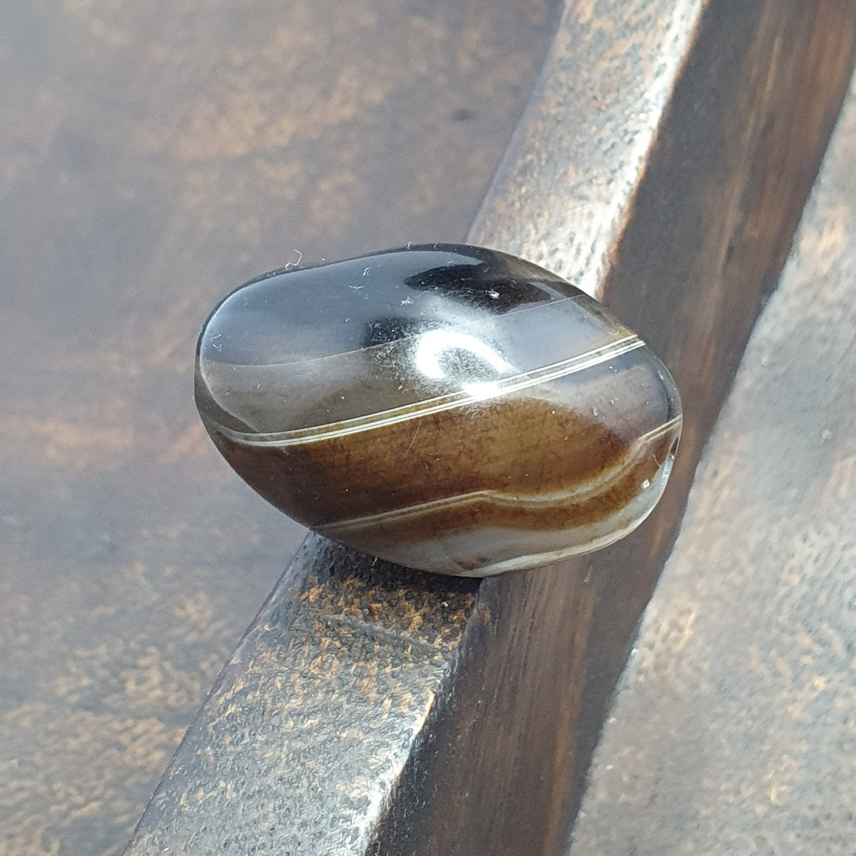 Perle d'agate œil de Souleïmani de l'Himalaya vintage