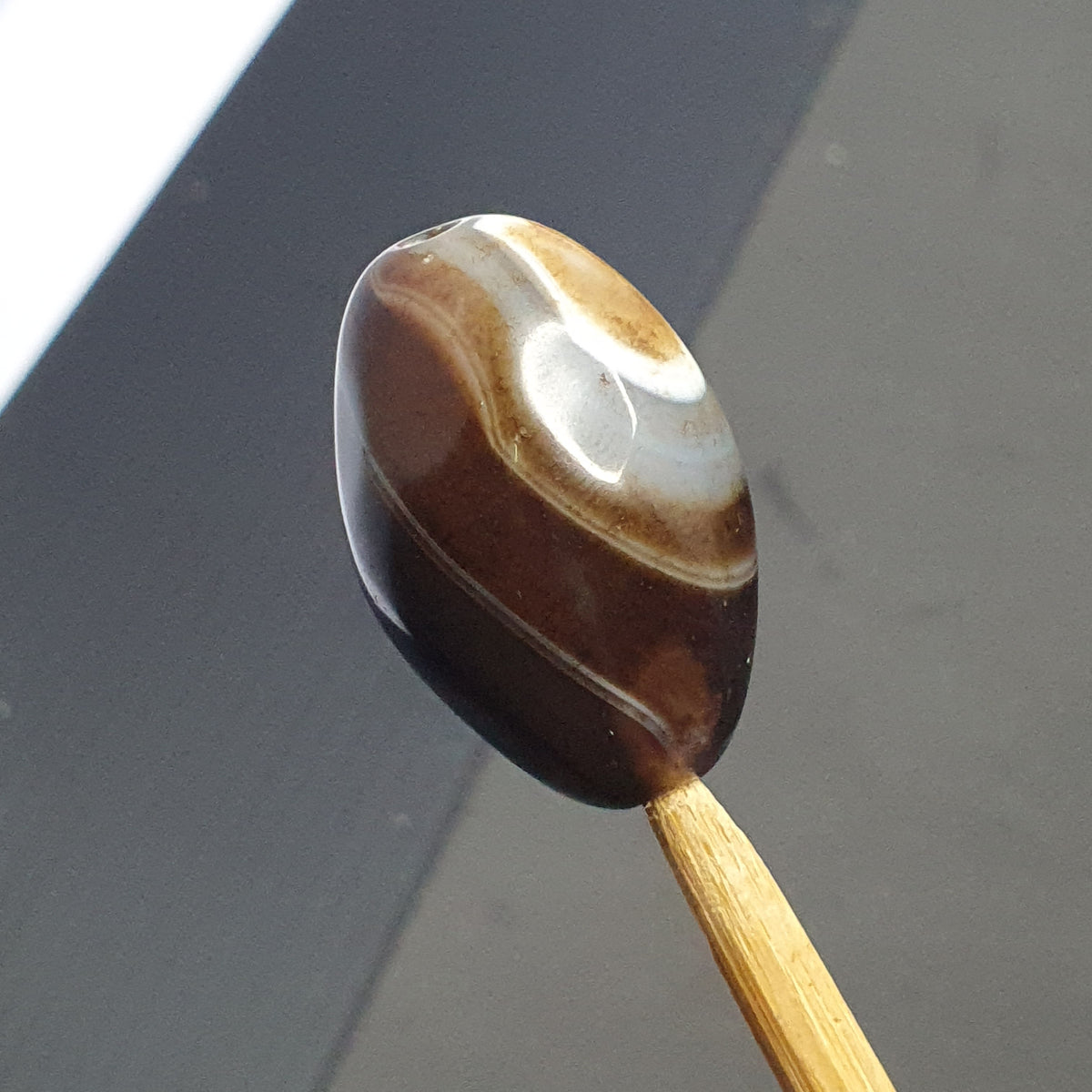 Perle d'agate œil de Souleïmani de l'Himalaya vintage