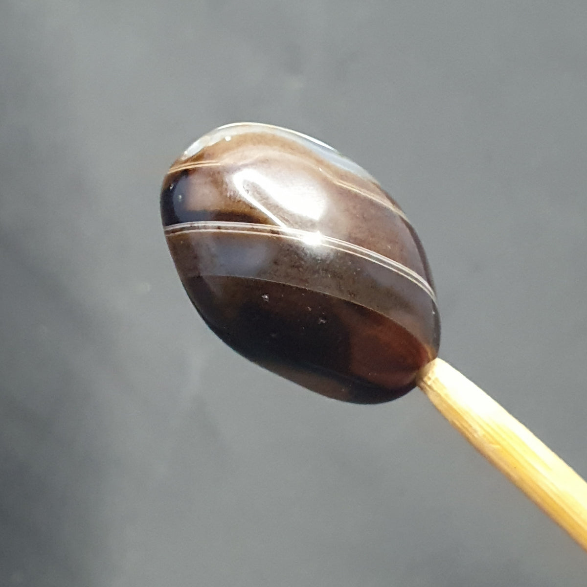 Perle d'agate œil de Souleïmani de l'Himalaya vintage