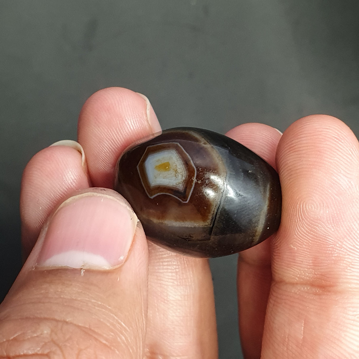 Magnifique perle d'agate naturelle œil de Suliemani